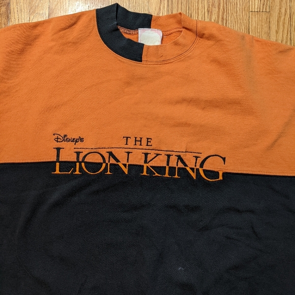 ❌SOLD❌ Vintage 90's Disney Lion King Sweater Orange Black Men's Large Adult - Picture 4 of 15